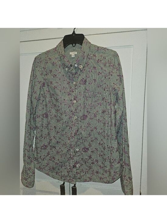 Odille Tops - Anthropologie ODILLE Embroidered Gingham Button Down Shirt Blouse Sz 10